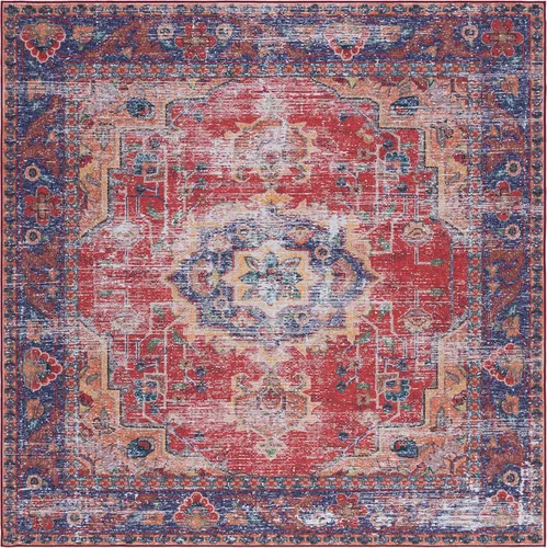 Miniatura 12 de SAFAVIEH Tucson Collection - Alfombra lavable de 2 pies 6 x 8 pies, color rojo y azul marino, antideslizante, ideal para zonas de alto tráfico