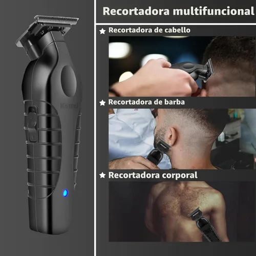 Miniatura 6 de KEMEI 2299 Cortadora profesional de pelo/barba para hombres, cortapelos sin huecos para barbero con hoja en T, recargable inalámbrica