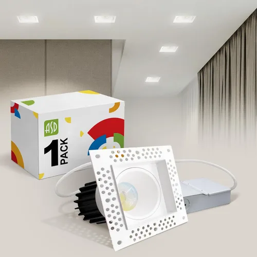 ASD - Lámpara de techo empotrable LED sin bordes de 2 pulgadas, descendente sin lata con caja de conexiones, 5CCT seleccionable 2700K-5000K, 8W 636