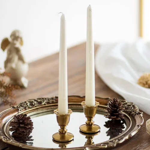 Miniatura 8 de Portavelas de estilo victoriano de latón en forma de cono - Romadedi dorado para velas cónicas, estilo victoriano para centro de mesa, recepción