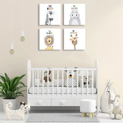 Miniatura 2 de Quzenu Safari Animal Baby Room Decor Canvas Prints Kids Art Frame Jungle Nursery Decor