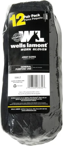 Miniatura 3 de Wells Lamont - Guantes de trabajo versátiles, ligeros, duraderos, cómodos, jersey básico, paquete de 12 pares, grandes (506LZ)