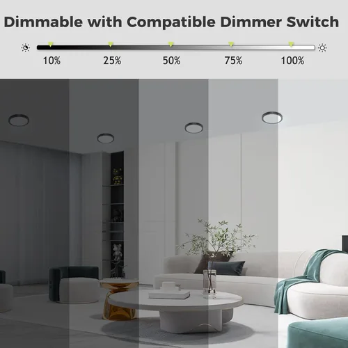 Miniatura 3 de hepside - Lámpara de techo empotrada LED negra regulable de 6.5 pulgadas 12 vatios, 3 colores seleccionables, 1200LM para cocina, habitación