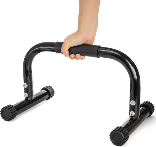 Miniatura 3 de TOPZEA Paquete de 2 barras paraletas, asas de empuje de acero de 10 pulgadas de alto, barras de entrenamiento de fuerza, equipo de calistenia