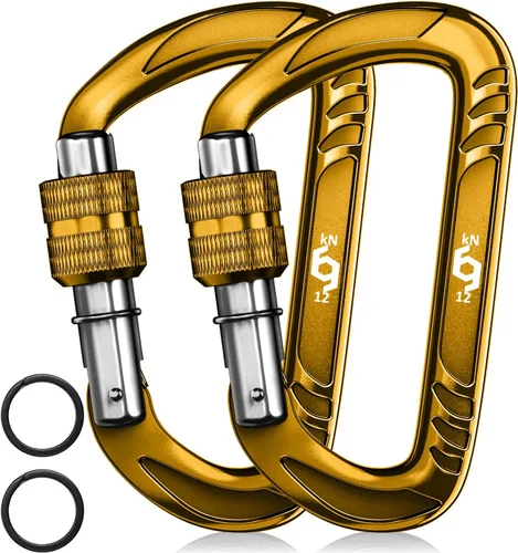 Miniatura 18 de Rhino Produxs 12kN (2697 lbs) Heavy Duty Carabiner Clips, for Securing Pets, Outdoor, Camping, Hiking, Hammock, Dog Leash Harness, Keychains Bloqueo
