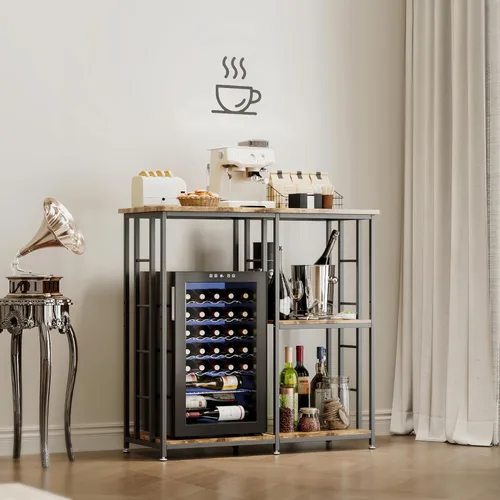 Miniatura 2 de COCOLUCKY Mini soporte para refrigerador con almacenamiento, barra de café con espacio para mini refrigerador, gabinete con almacenamiento, armario