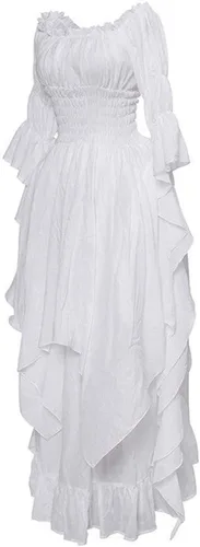 Miniatura 4 de SHOPESSA Vestido medieval para mujer, vestido renacentista de manga acampanada, vestido gótico victoriano con corsé