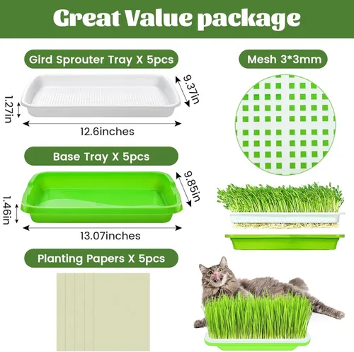 Miniatura 2 de Legigo Paquete de 5 Bandejas Germinadoras de Semillas - Bandeja de Germinación de Cultivo Sin Suelo, Libre de BPA, Bandejas de Cultivo de 5 paquetes