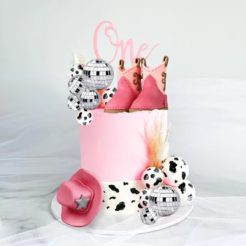 Miniatura 2 de 25 piezas de adornos para tarta de vaquera, adornos para pastel con sombrero y bota de vaquera, adorno para pastel con bola de disco, adorno