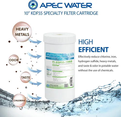 Miniatura 3 de APEC Water FI-KDF55-10BB GAC Filtro de agua de carbono para toda la casa; metales pesados, reducción de cloro y bacterias, 4.5 x 10 pulgadas