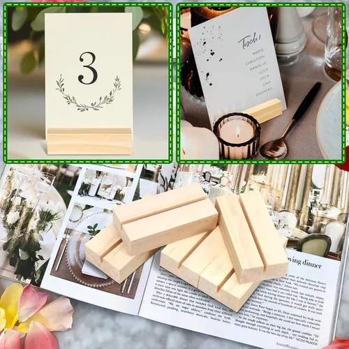 Miniatura 6 de 15 soportes de madera para números, soporte de madera para tarjetas, soporte para fotos, soporte acrílico para ceremonia, fiesta de cumpleaños