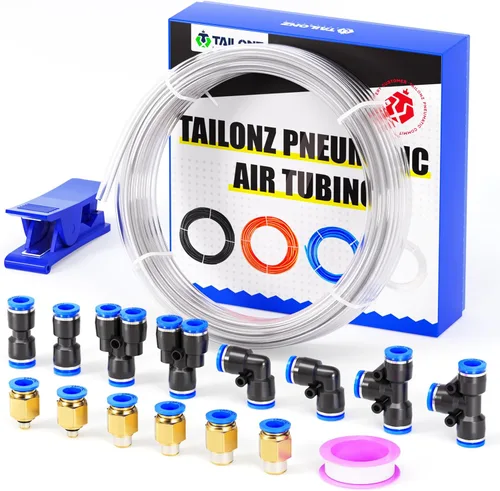 Miniatura 30 de TAILONZ PNEUMATIC Azul 0.236 in OD 0.157 in ID poliuretano PU manguera de aire tubo kit 32.8 ft 32.8ft