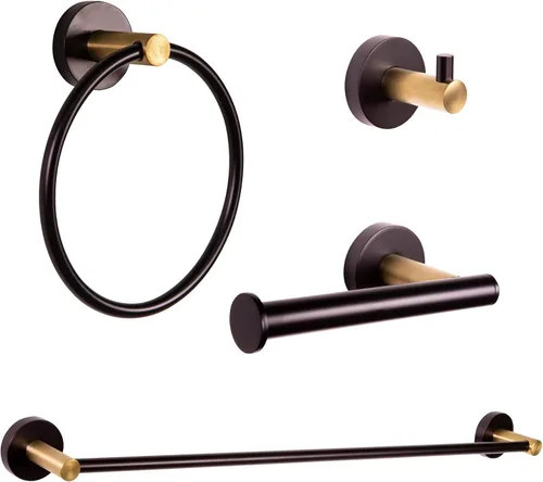 Miniatura 20 de Design House 582734-BGD Kelton - Gancho para bata, color negro mate, dorado satinado