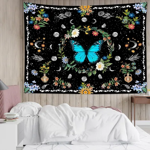 Miniatura 3 de HVEST Tapiz de hojas de eucalipto para colgar en la pared, hojas de eucalipto verdes sobre fondo beige, tapiz para colgar en la pared, tapiz