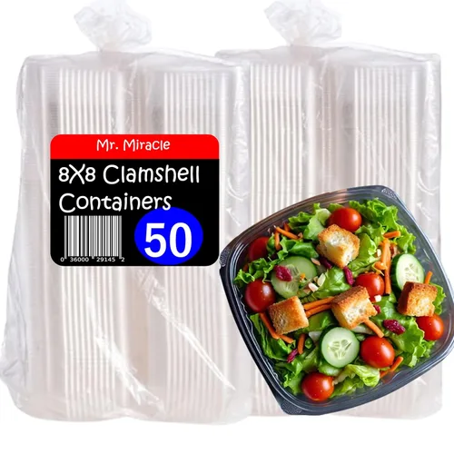 Mr Miracle - Envases de plástico transparentes para llevar - Cajas de alimentos resistentes y robustas con cierre de concha para llevar y