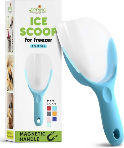 Spring Chef Pala magnética para hielo para congelador, pala de hielo translúcida de plástico flexible sin BPA con mango de agarre suave, pala de