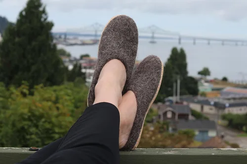 Miniatura 2 de Pantuflas tipo mule para hombre de lana merino de fieltro 'Astoria