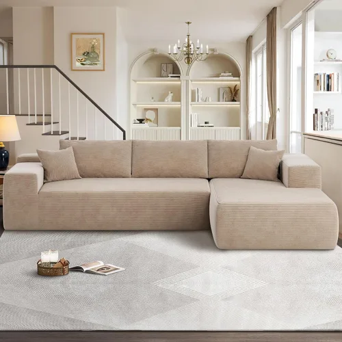 Miniatura 19 de Sofás seccionales Cloud de 96 pulgadas para sala de estar, sofá sin hueso en forma de L con cómoda silla, sofá modular con asiento profundo,