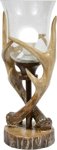 Miniatura 2 de Black Forest Decor Lámpara de elevación con asta de venado de cabaña - Lámpara rústica de cabaña con globo de vidrio sembrado