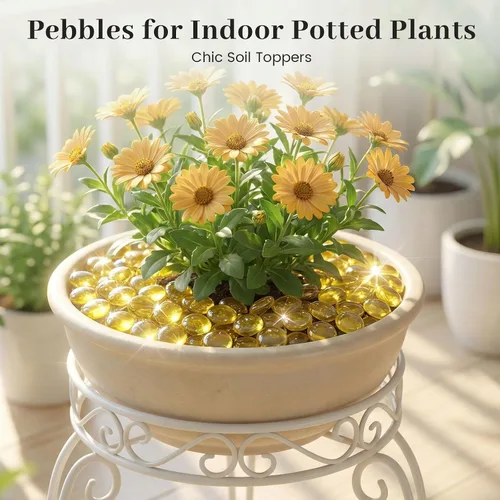 Miniatura 7 de FUTUREPLUSX Canicas de vidrio plano de 5 libras, cuentas de relleno de jarrón amarillo ámbar, gemas planas, piedras de vidrio decorativas