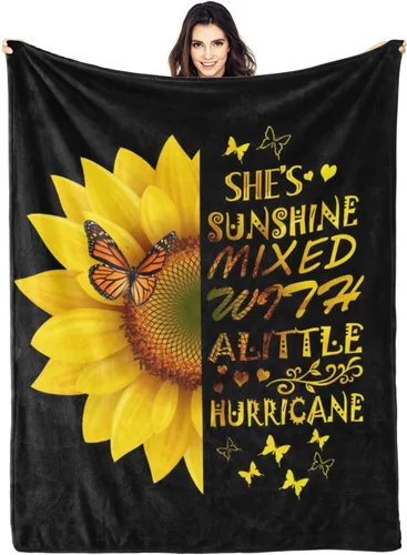 Miniatura 14 de Manta de mariposa de girasol, suave, cálida, ligera, acogedora manta de felpa para cama, sofá, oficina, decoración de regalos para niños y mujeres