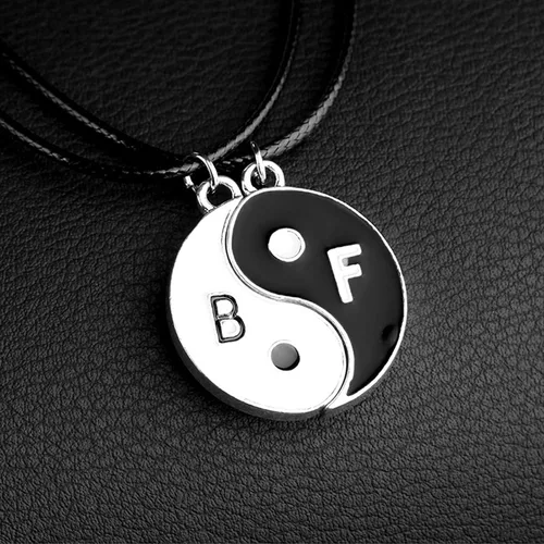 Miniatura 3 de Collares Yin Yang para 2 mejores amigos con pulseras de cordón ajustables a juego y aretes para mejor amiga, amistad, San Valentín, novio, novia