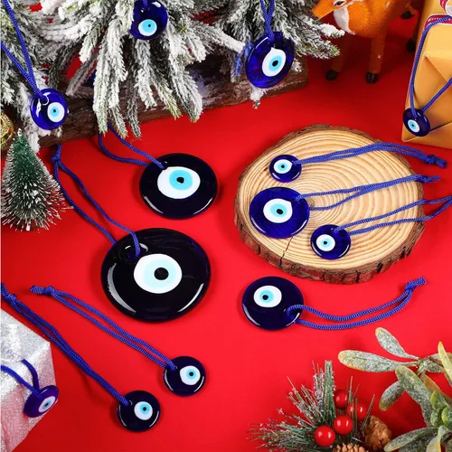 Miniatura 3 de Jutom 25 dijes de cristal a granel de mal de ojo, llavero de mal de ojo, cuentas para manualidades, adorno azul para colgar en la pared con cuerdas