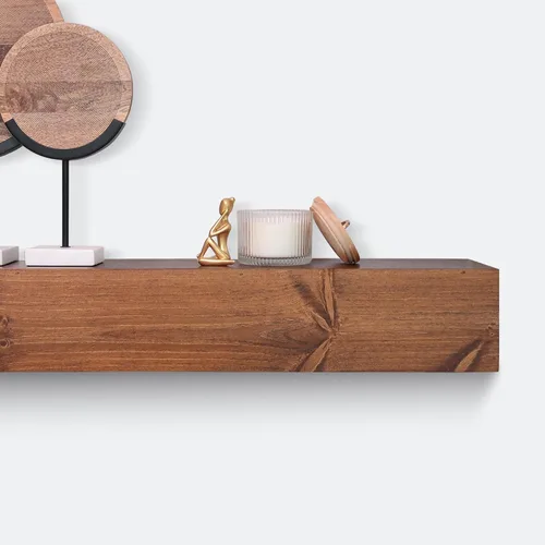 Miniatura 10 de Urbandi Repisa Moderna para Chimenea, Manto Flotante Contemporáneo, Estantería, Hecho a Mano, (Marrón, 36Lx6Hx8D)