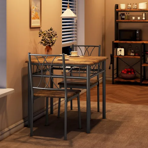 Miniatura 9 de CABIHOME Juego de mesa de comedor para 2, juego de mesa de cocina de 3 piezas para 2, juego de 2 mesas de cocina cuadradas, juego de mesa de comedor