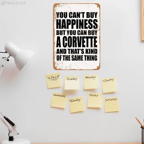 Miniatura 9 de Vfunvilleey Signs - Letrero de lata de 8 x 12 pulgadas, con texto en inglés "You Can't Buy Happiness But You Can Buy a Corbette", letrero de metal