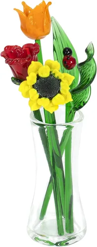 Miniatura 4 de Red Co. Ramo decorativo de vidrio con flores preciosas y jarrón, en caja de regalo – Ramo de verano