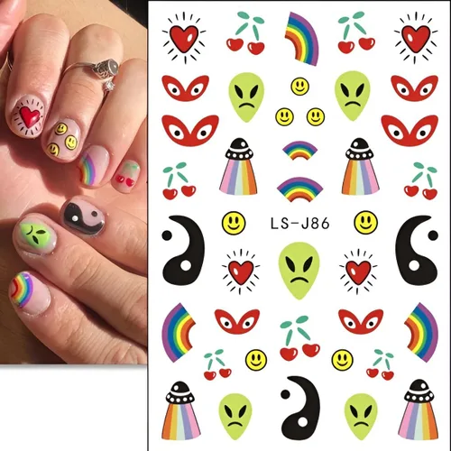 Miniatura 6 de 6 hojas de calcomanías de arte de uñas de Halloween, lindas calcomanías de fantasma, 3D, autoadhesivas, telaraña, murciélago, calabaza, decoración