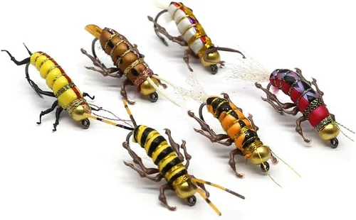Miniatura 13 de YZD Moscas de pesca con moscas realistas secas y húmedas, ninfa, trucha, kits de señuelos para atar a mano, 12/26/48 piezas.. Kit 4-Cicada 12pcs