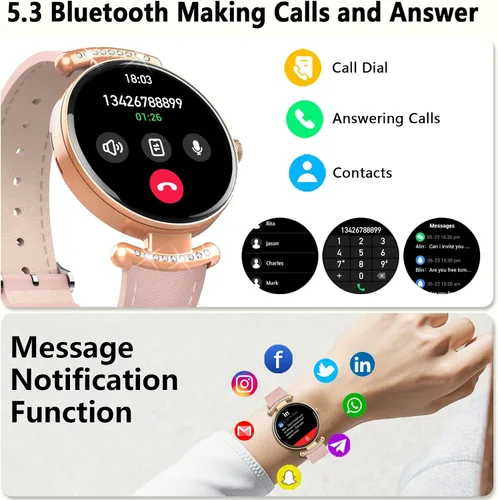 Miniatura 2 de Relojes para mujer, responder/hacer llamadas, reloj AMOLED de 1.32 pulgadas con pantalla ultra clara para mujer con frecuencia cardíaca, monitor