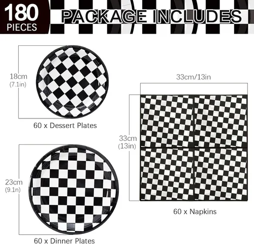 Miniatura 2 de 180 piezas de suministros de fiesta de coches de carreras, platos de papel y servilletas para servir 60 vajillas desechables para decoraciones