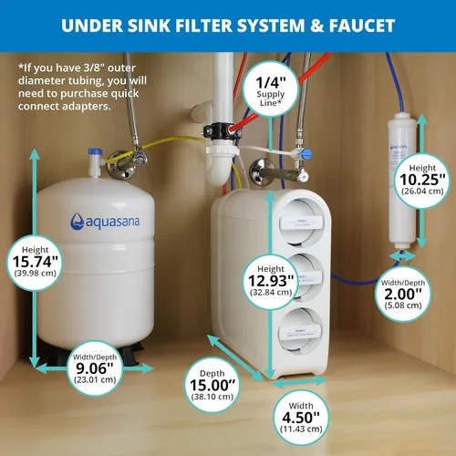 Miniatura 9 de Aquasana SmartFlow® Filtro de agua de ósmosis inversa Sistema RO bajo el fregadero Certificado WQA hasta el 99,99% de 90 contaminantes sin grifo