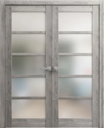 Miniatura 10 de SARTODOORS Puertas dobles francesas macizas de vidrio esmerilado de 36 x 80 pulgadas Quadro 4002 ceniza de chocolate Marcos de panel sólido