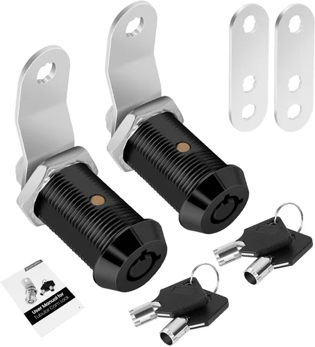 Miniatura 17 de Paquete de 2 cerraduras de caja de herramientas con llaves, cerradura de leva para gabinete de 5/8 pulgadas con llave maestra, cerradura de repuesto