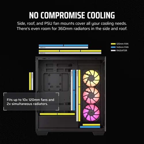 Miniatura 13 de CORSAIR iCUE Link 3500X RGB Mid-Tower ATX Carcasa para PC – Vidrio Templado Panorámico – Compatible con Placa Base de Conexión Inversa – 3X Negro