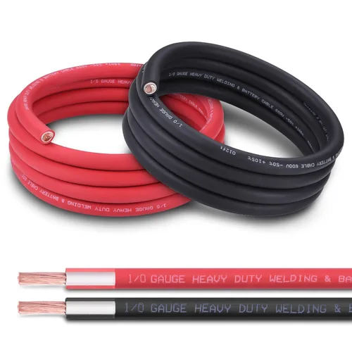 Cable de batería 1/0 AWG de 10 pies, rojo y negro, cable de soldadura OFC de cobre puro calibre 1/0 (actualizado con aislamiento más grueso), mayor
