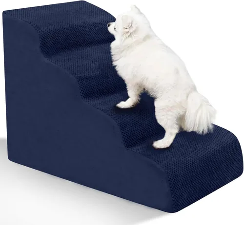 Miniatura 27 de Escaleras para Perros para Perros Pequeños - Rampa de Espuma de Alta Densidad, Pasos Extra Anchos para Mascotas con Fondo Antideslizante para Camas