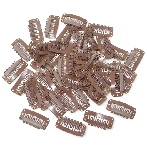 Miniatura 10 de Honbay 50 clips de presión en forma de U de 6 dientes para extensiones de cabello, 1.3 pulgadas (beige)