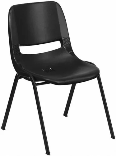 Flash Furniture - Paquete de 5 sillas ergonómicas modelo HERCULES 440 Lb Silla ergonómica tipo concha apilable, color negro, con estructura cromada