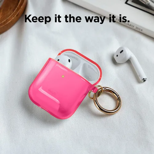 Miniatura 2 de Elago - Funda con llavero para audífonos AirPods 1 y 2 de Apple Rosado neón