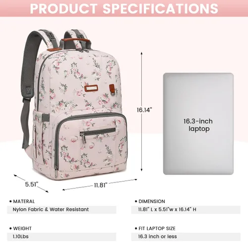 Miniatura 4 de Mochila para pañales, grandes bolsas de pañales para bebé con cambiador portátil para niños y niñas, mochila de viaje multifuncional para mamás