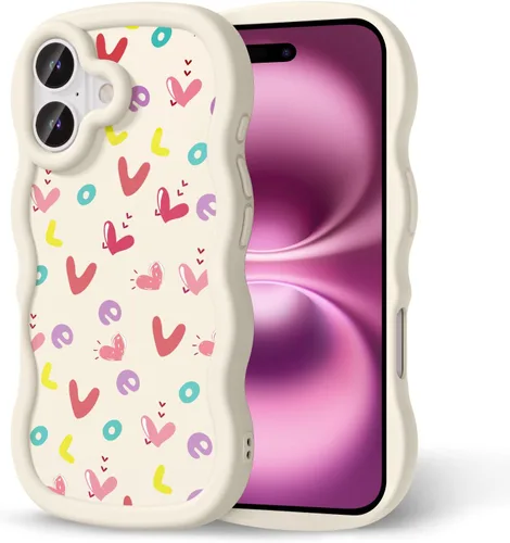 Miniatura 128 de Compatible con iPhone SE/8/7 Funda para Mujeres y Niñas, Marco Ondulado Rizado con Patrón Lindo, Estética Delgada Suave Silicona TPU Parachoques