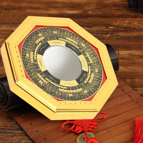 Miniatura 7 de Tyenaza Espejo Bagua, Feng Shui, espejo convexo chino tradicional para puerta de protección, suerte al aire libre para el hogar, negocios, buena
