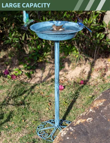 Miniatura 4 de Baños para pájaros para exteriores, 25.5 pulgadas de altura, comedero de pájaros de metal con libélula para decoración de jardín, patio y césped