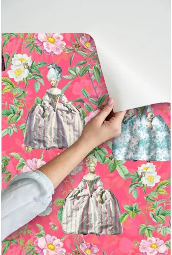 Miniatura 3 de Papel tapiz para despegar y pegar, flores francesas, rosas, jardín, rosa, estilo vintage, siglo botánico, flores para niñas, papel tapiz extraíble