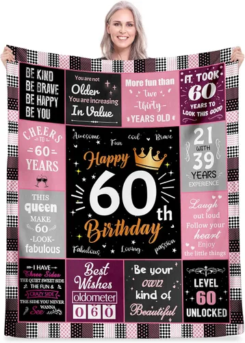 Miniatura 10 de Regalos de cumpleaños número 40 para mujeres, manta de forro polar única de feliz cumpleaños de 50 x 60 pulgadas, regalos divertidos de decoraciones